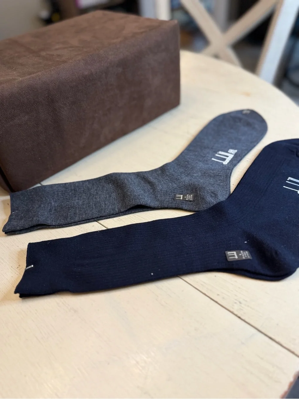 Your choice!! NWOT Dunhill Men's Dress Crew Socks in Gray or Navy